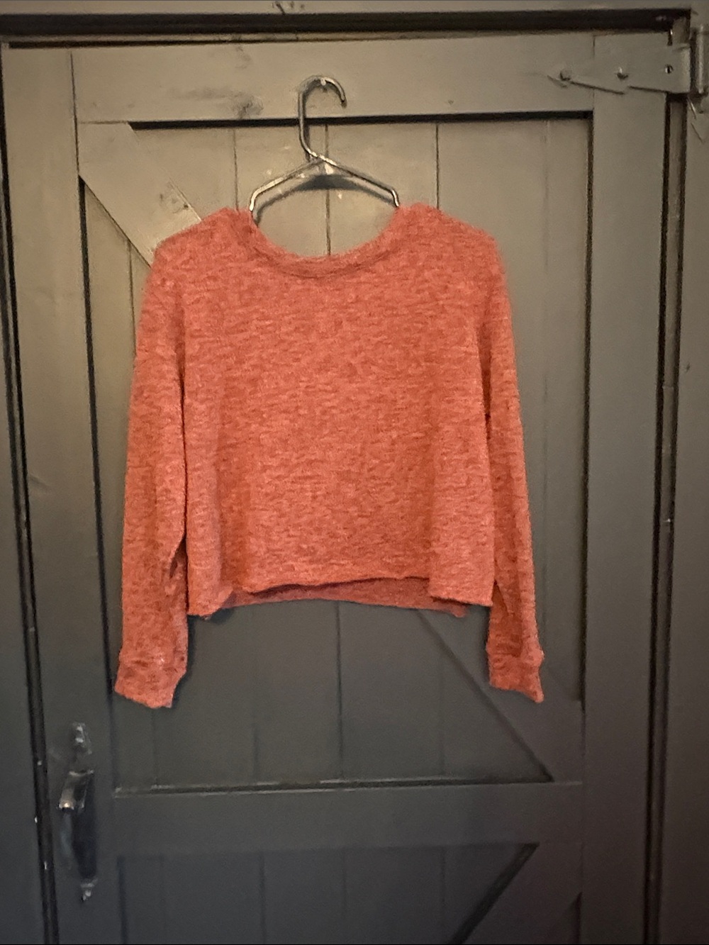 Agnes & Dora Heathered Rust Cropped Knit Sweatshirt